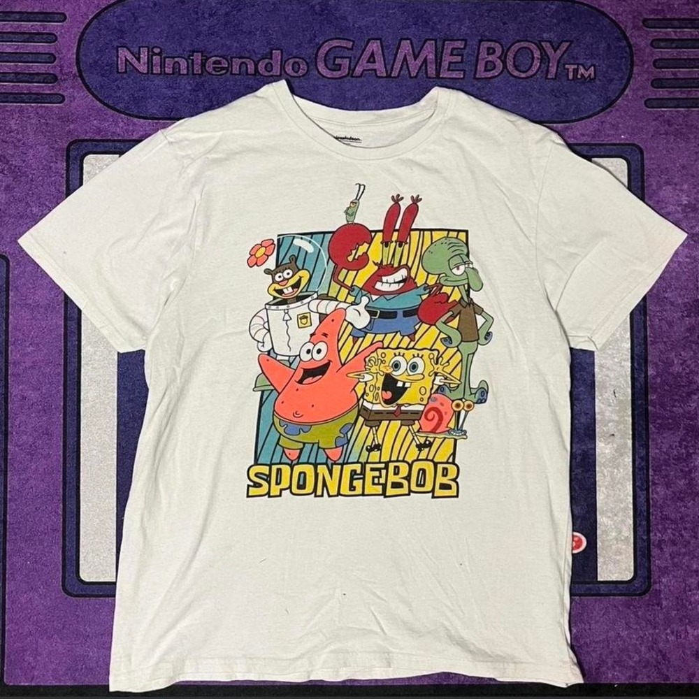 XL White retro vintage SpongeBob SquarePants tee with nice cool center hit